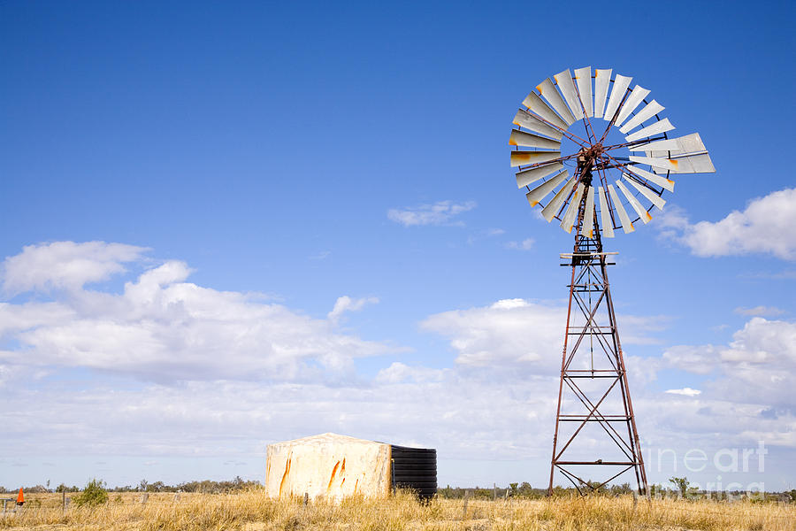 Farm Photograph - Windmill in Outback Australia by Colin and Linda McKie