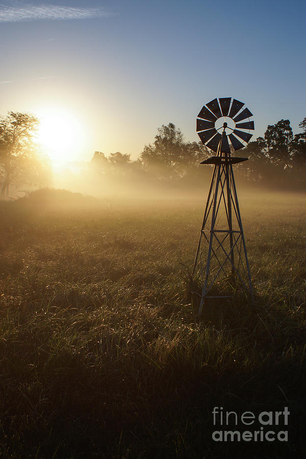 Fall Photograph - Windmill in the Fog by Jennifer White