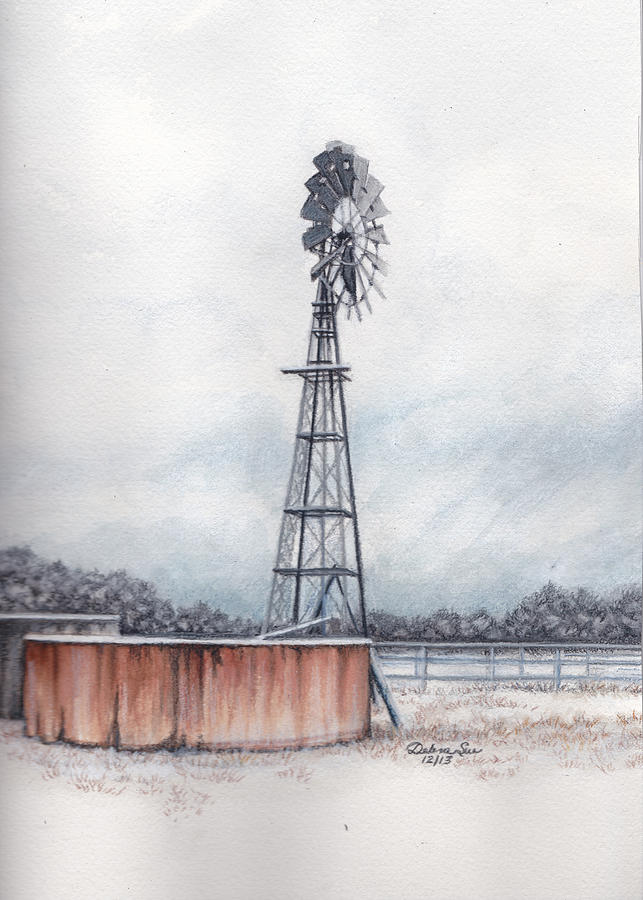 Windmill in the Snow Painting by Debra Sue Waters - Fine Art America