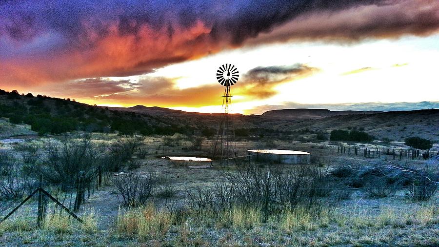 Sunset Photograph - Windmill by Jason Brewer