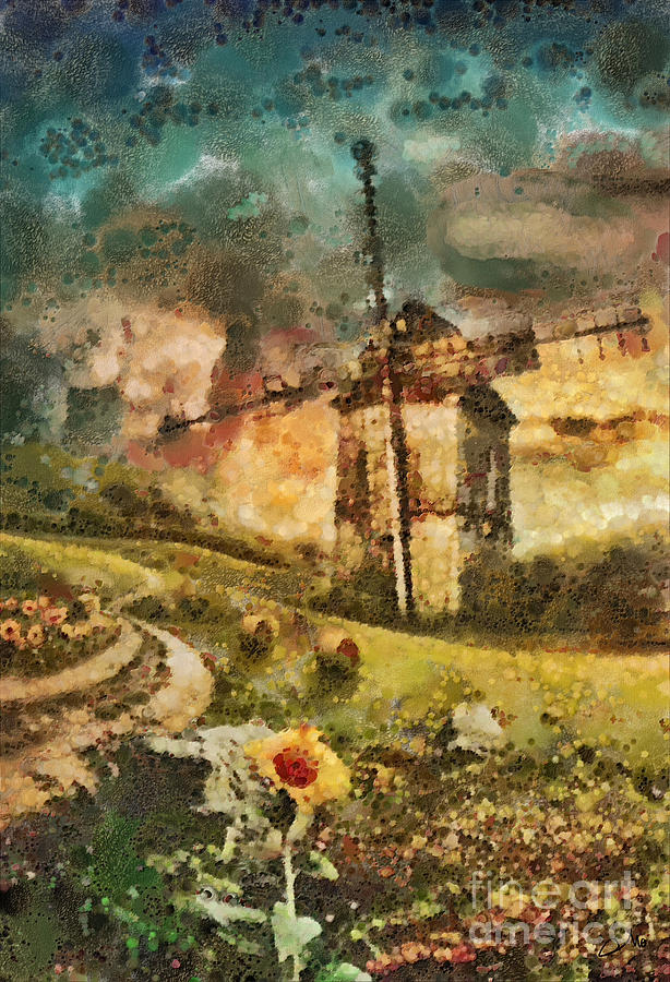 Windmill Painting by Mo T