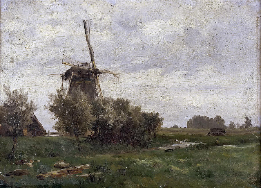 Windmill. Netherlands Painting by Carlos de Haes