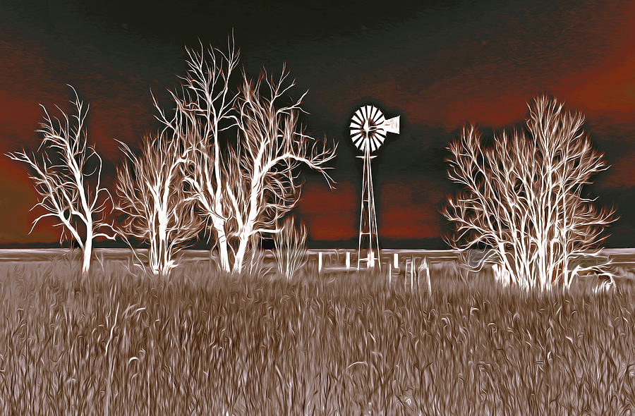 Windmill Night Fantasy Photograph by James Steele