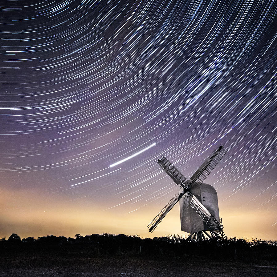 Chillenden Photograph - Windmill on a starry night. by Ian Hufton