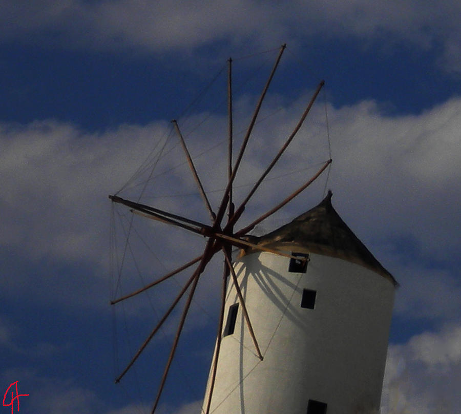 Colette Photograph - Windmill on Santorini Island  by Colette V Hera Guggenheim