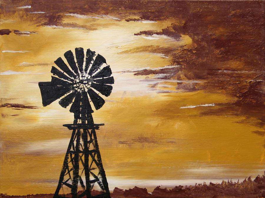 Windmill Storm Painting by Nathan Ryan