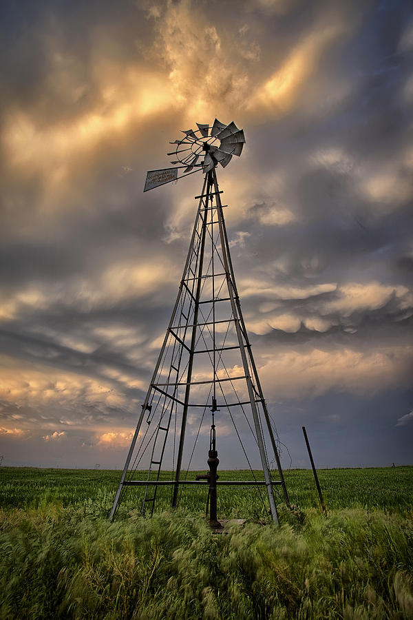Wichita Photograph - Windmill Storm by Thomas Zimmerman