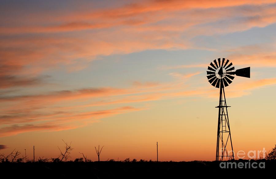Sunset Photograph - Windmill Sunset Silhouette by Robert D  Brozek