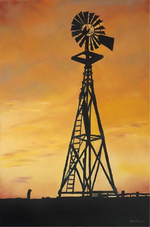 Windmill Sunset Painting by Wade Powell - Fine Art America