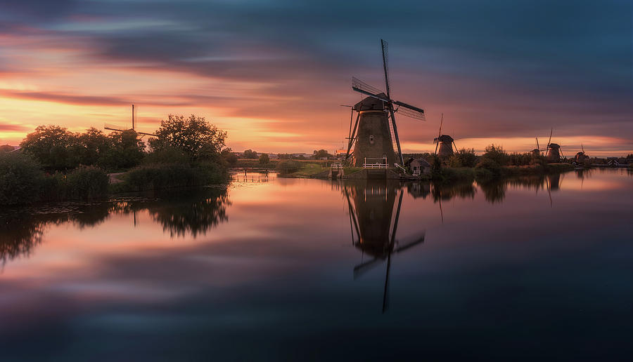 Sunset Photograph - Windmills by Javier De La