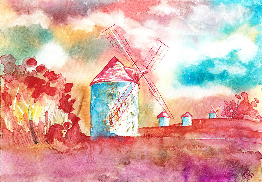 Windmills Painting by Kate Black