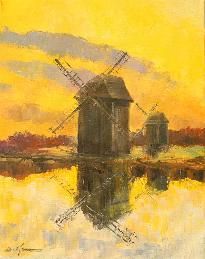 Windmills Painting by Luke Karcz