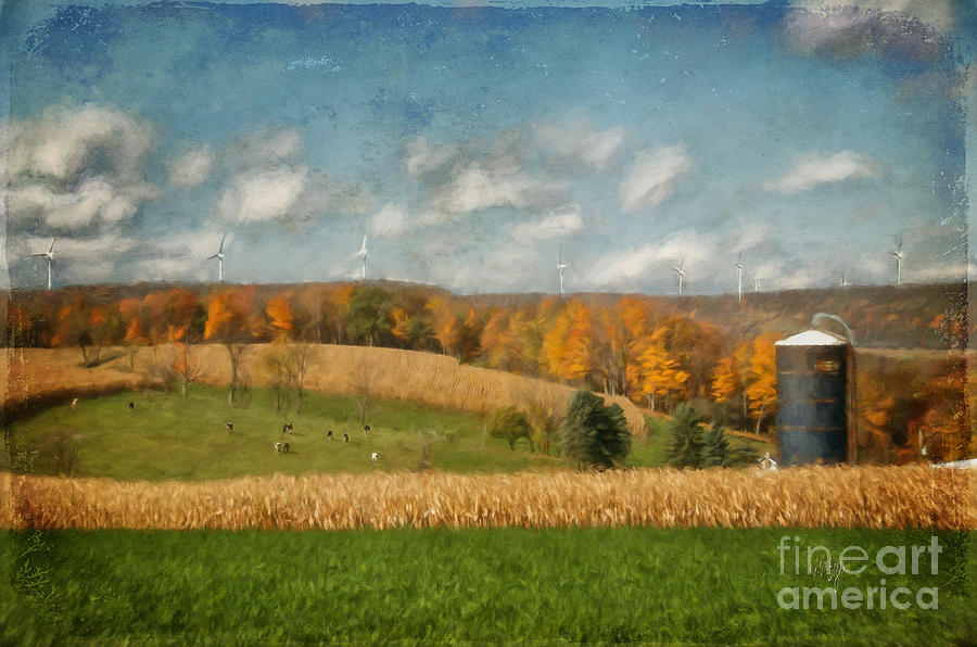 Windmills On The Horizon Digital Art by Lois Bryan