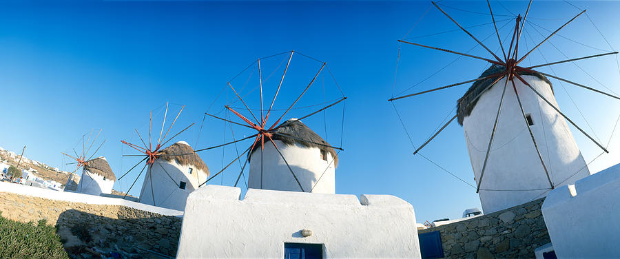 Landmark Photograph - Windmills Santorini Island Greece by Panoramic Images