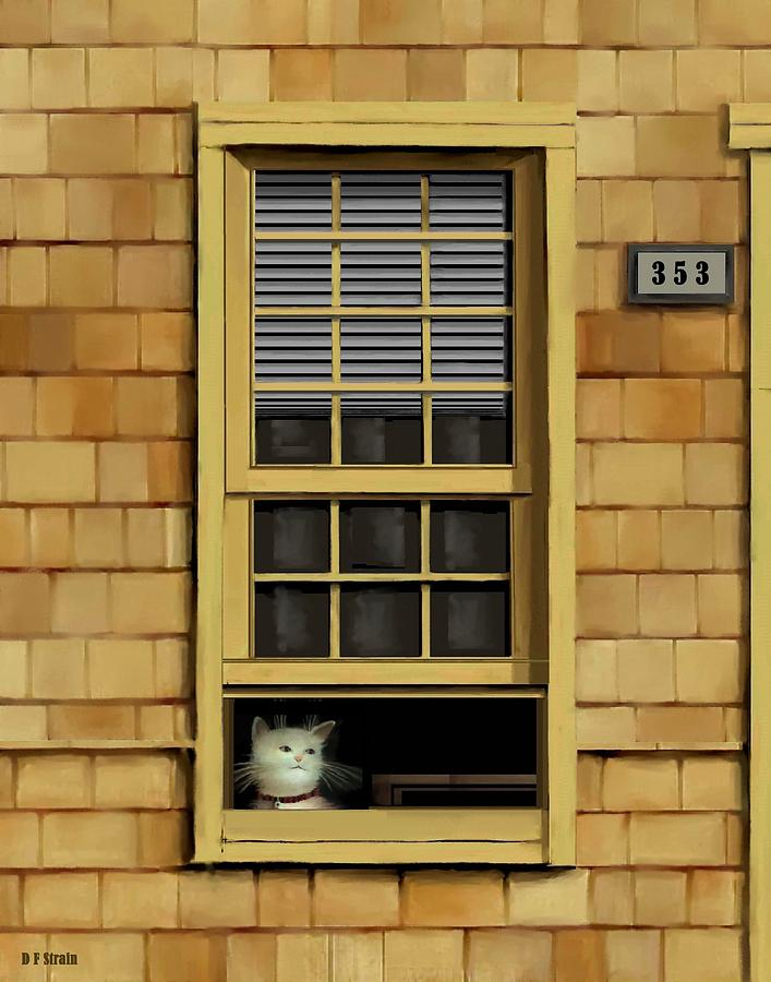 Window Cat    No.1 Painting by Diane Strain
