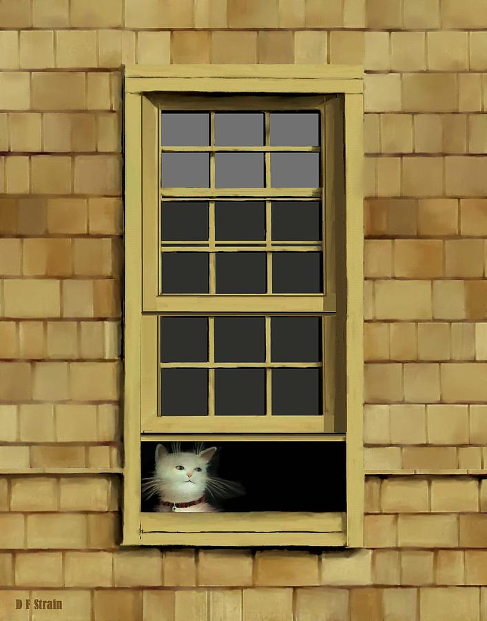 Window Cat    No.4 Painting by Diane Strain