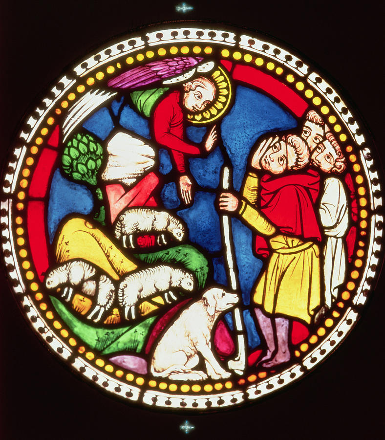 Nativity Photograph - Window Depicting The Annunciation To The Shepherds, C.1300 Stained Glass by German School