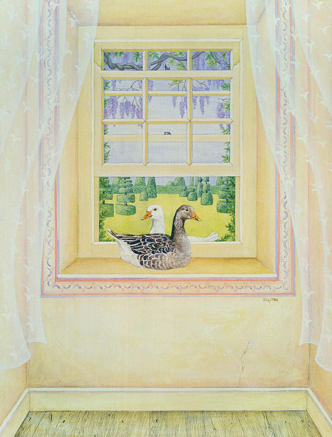 Geese Painting - Window Geese by Ditz