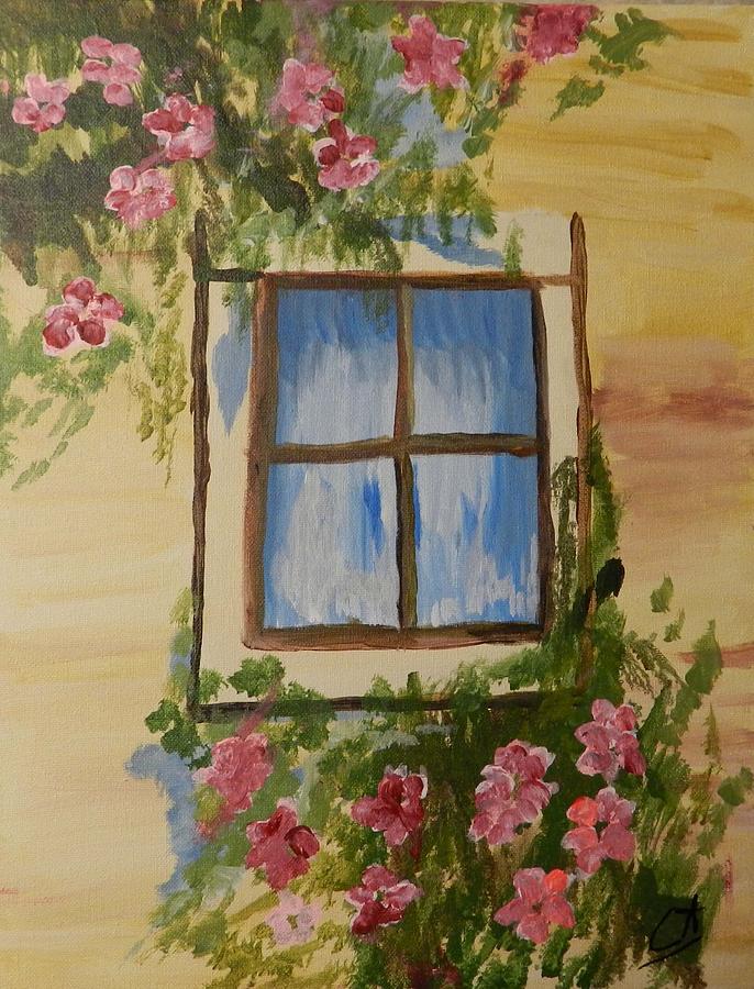 Window in acrylics Painting by Cathy Anderson