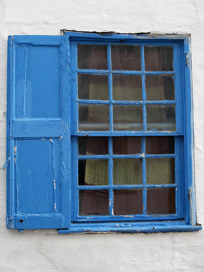 window in blue - British style window in a mediterranean blue Photograph by Pedro Cardona Llambias