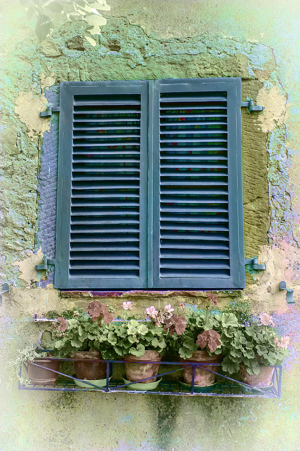 Window in Cortona - Texture added Photograph by Karen Stephenson