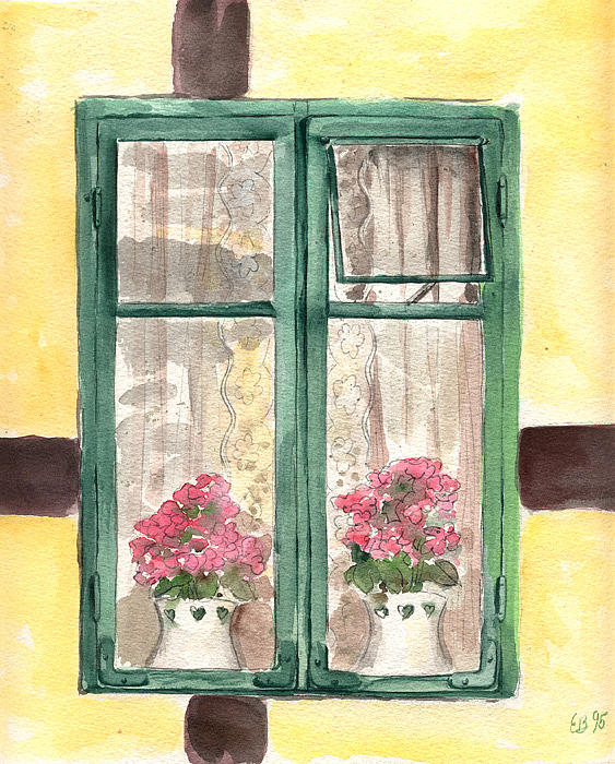Window in Danmark Painting by Elaine Berger