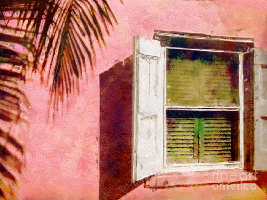 H Window in Pink Island House - Horizontal Digital Art by Lyn Voytershark