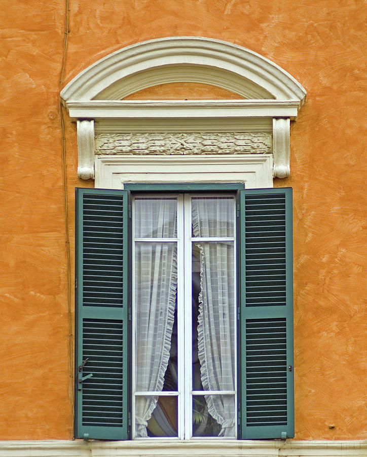 Window of Rome with Green Wood Shutters Photograph by David Letts