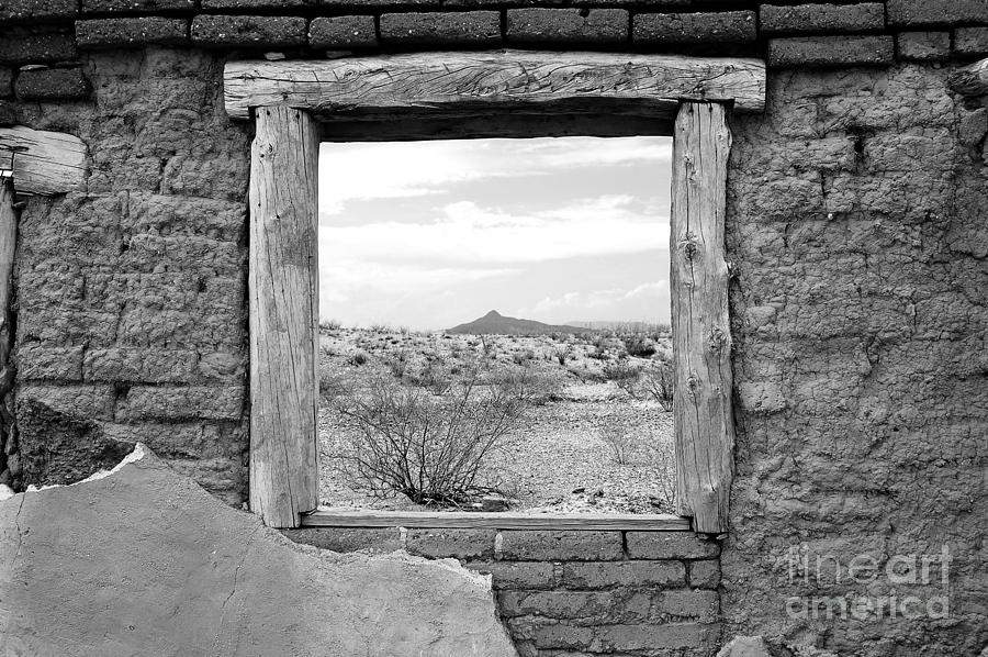 Big Bend National Park Photograph - Window onto Big Bend Desert Southwest Black and White by Shawn OBrien