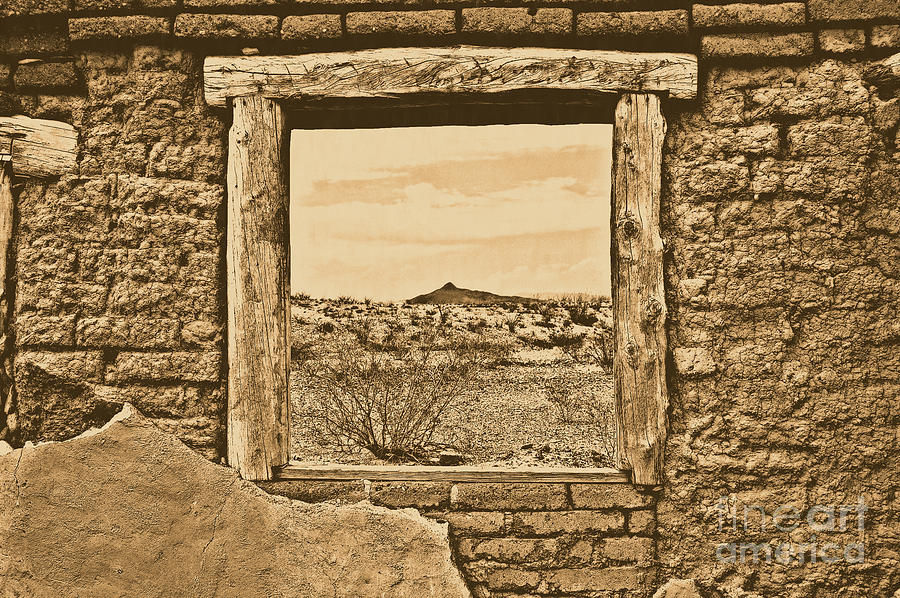 Window onto Big Bend Desert Southwest Landscape Rustic Digital Art Photograph by Shawn OBrien