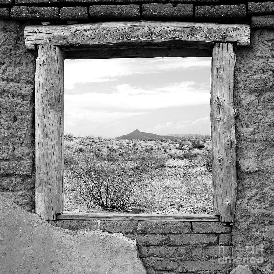 Window onto Big Bend Desert Southwest Square Format Black and White Photograph by Shawn OBrien