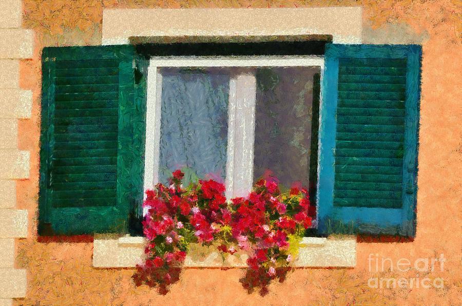 Window in Corfu city Painting by George Atsametakis