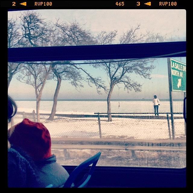 Window View Of An Icy Lake Michigan Photograph by Lance Flint