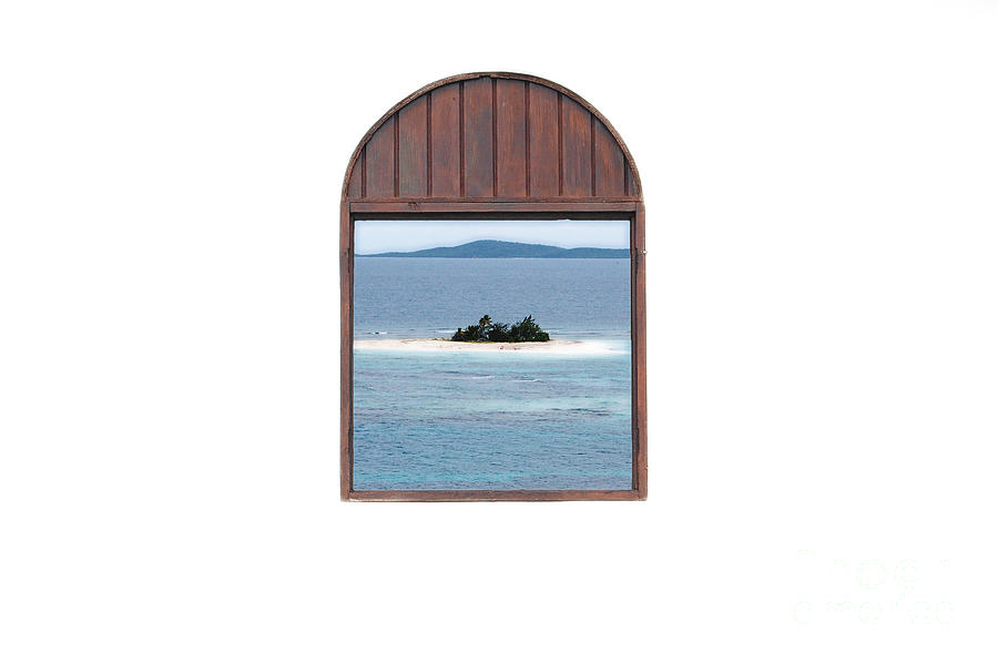 Architecture Digital Art - Window View of Desert Island Puerto Rico Prints Diffuse Glow by Shawn OBrien