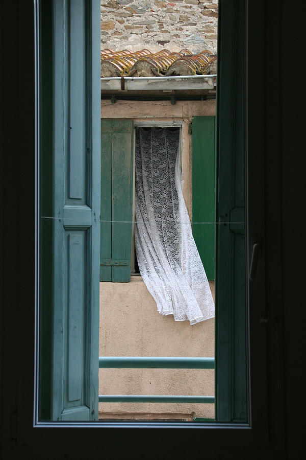 Window With Lace Curtains, Collioure Photograph by Holly C. Freeman