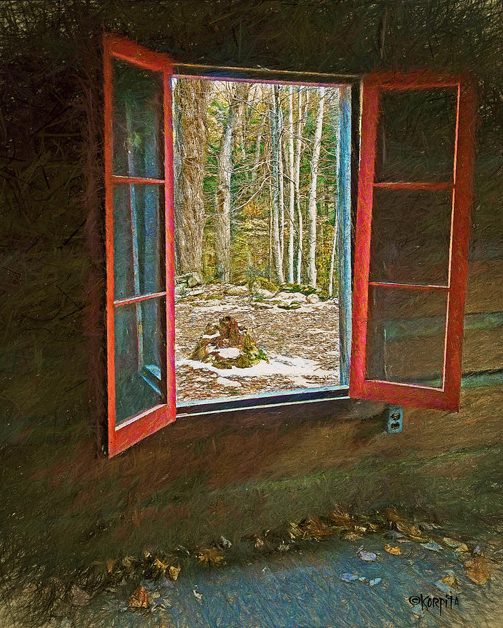 Window with View Abandoned Elkmont Log Cabin Autumn Photograph by Rebecca Korpita