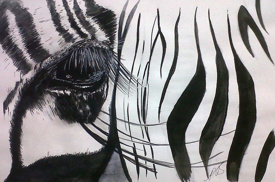 Wildlife Painting - Windows I Zebra. by Paula Steffensen