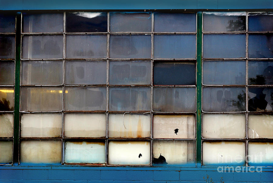 Windows in Blue Building 2 Photograph by Karen Adams