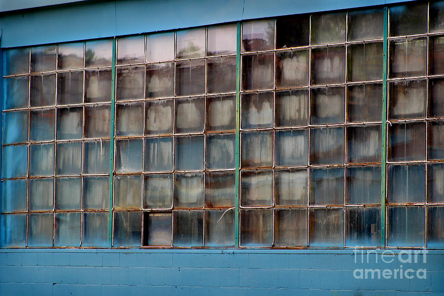 Windows in Blue Building 3 Photograph by Karen Adams