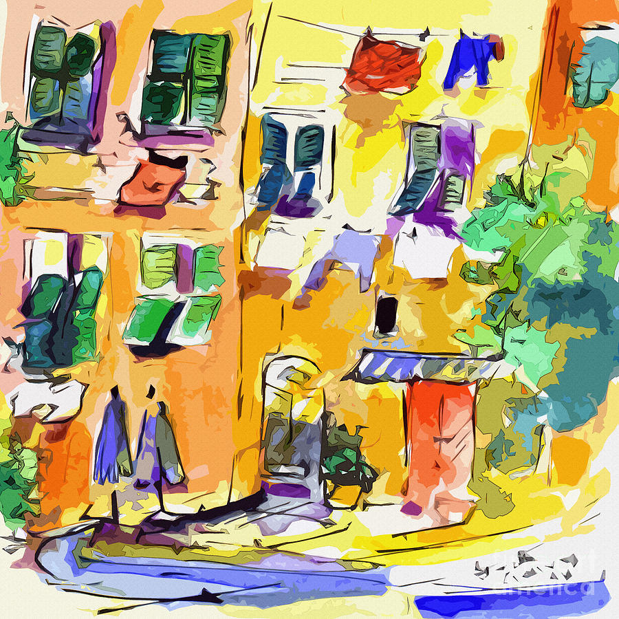 Windows in Portofino Italy Painting by Ginette Callaway
