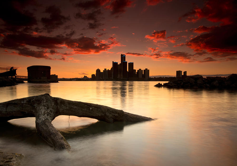 Windsor and Detroit Sunset Photograph by Cale Best
