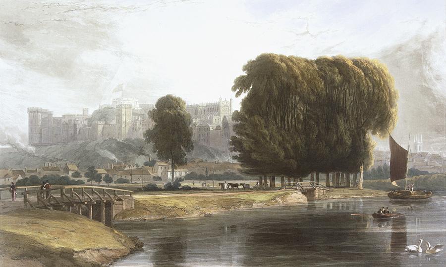 Architecture Drawing - Windsor Castle From The Brocas Meadow by William Daniell