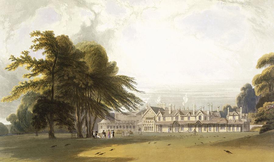 Architecture Drawing - Windsor Park The Royal Lodge by William Daniell