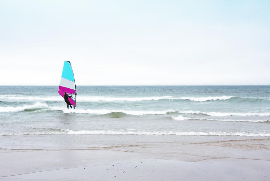 Windsurfer with Pink and Aqua Photograph by Brooke T Ryan