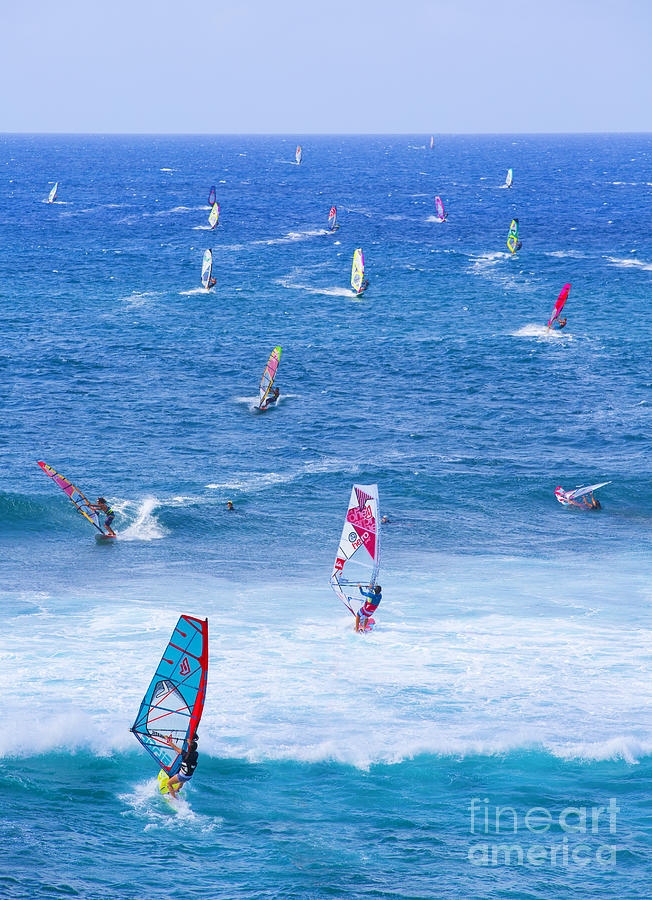 Sports Photograph - Windsurfers on Maui by Diane Diederich