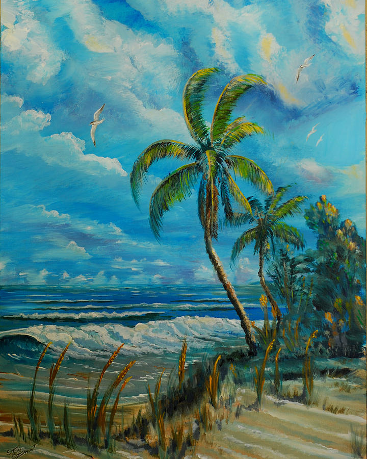 Windswept Beach Painting by Steve Ozment