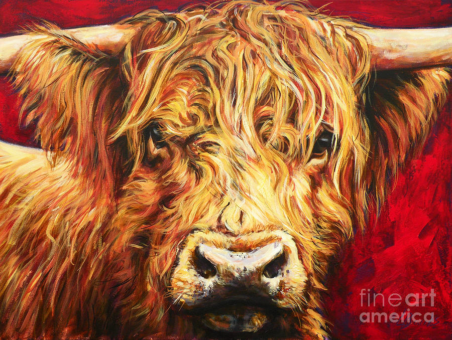 Cow Painting - Windswept by Leigh Banks