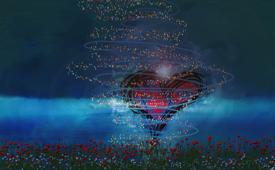 Flower Digital Art - Windswept Love by Linda Sannuti