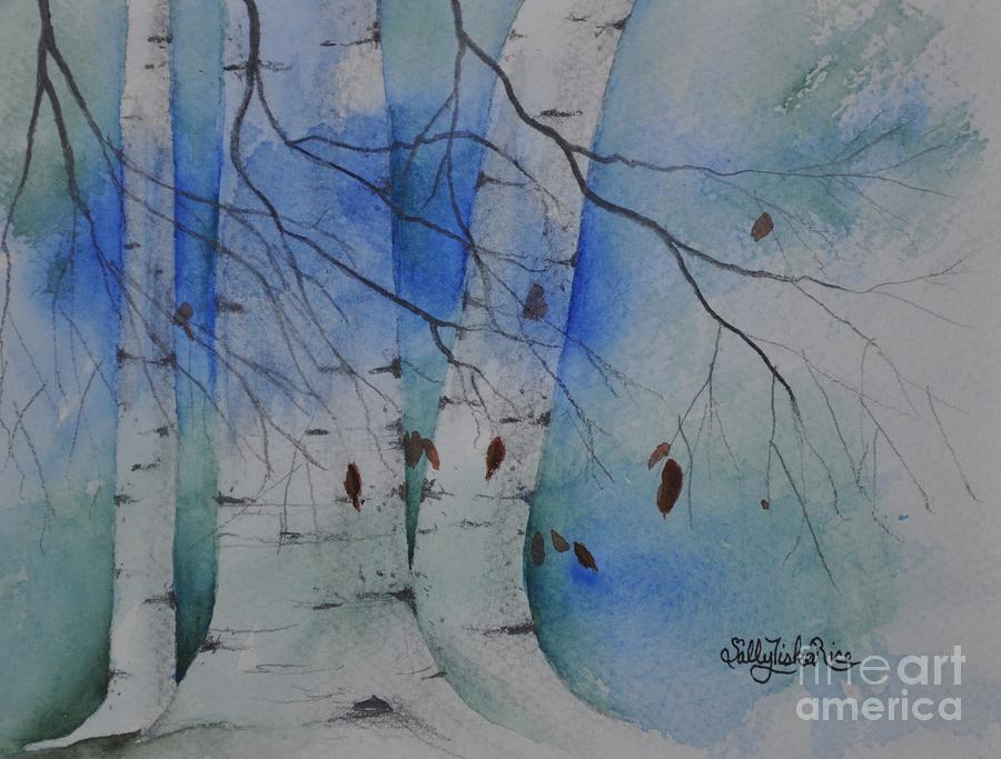Winter Painting - Windy Birches by Sally Tiska Rice