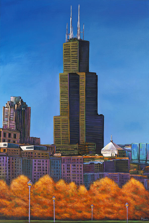 Chicago Painting - Windy City Autumn by Johnathan Harris